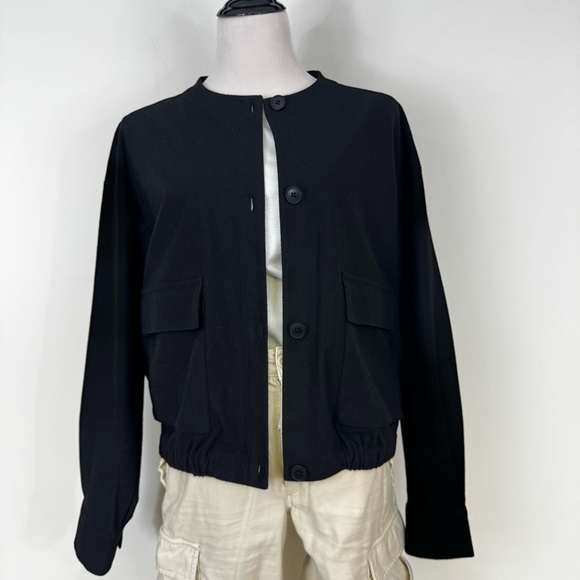 Muji Women's Black Button-Up Jacket Essential Outerwear Collection Size Medium - Picture 12 of 16